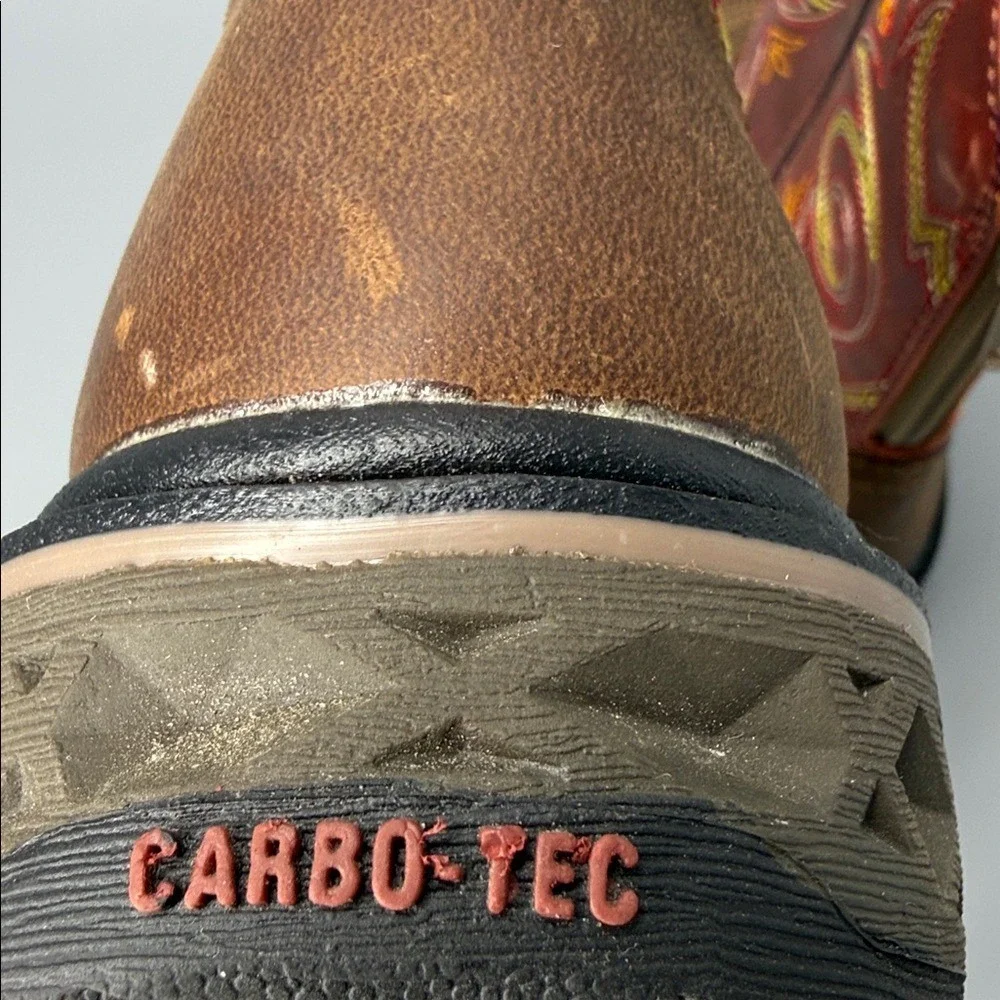 Georgia Kids‎ Red/ Brown Leather Carbo-Tec LT Pull-On Cowboy Boots Size 3M